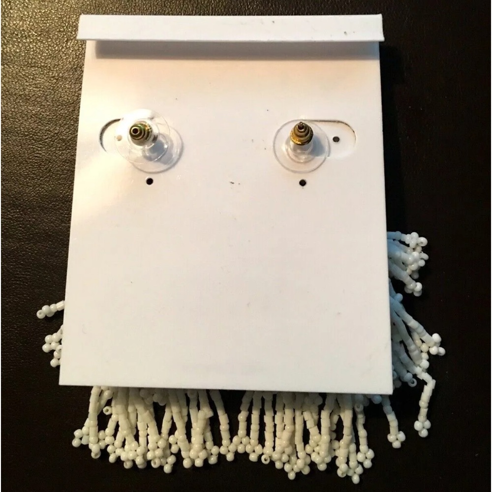 PANACEA White Rachel Zoe Beaded Tassel Dangle Earrings Set | NEW/NWT!!💟💟 - Picture 4 of 7